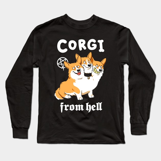 Corgi From Hell Long Sleeve T-Shirt by wloem